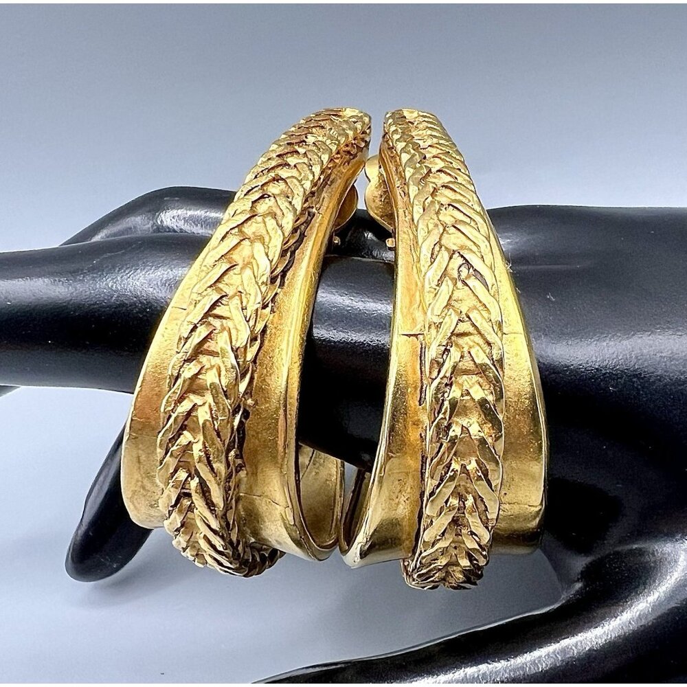 Vintage Robert Lee Morris Couture Huge Runway Clip Braided Earrings